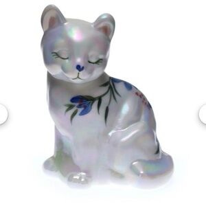 - Fenton Glass Mother of Pearl Gorgeous Floral Scene Signed Beverly Cumberl